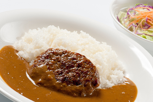 粗挽きハンバーグカレー (サラダ付)