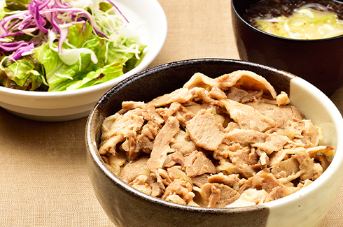 ルスツ高原豚の和風豚丼 (サラダ・味噌汁付)