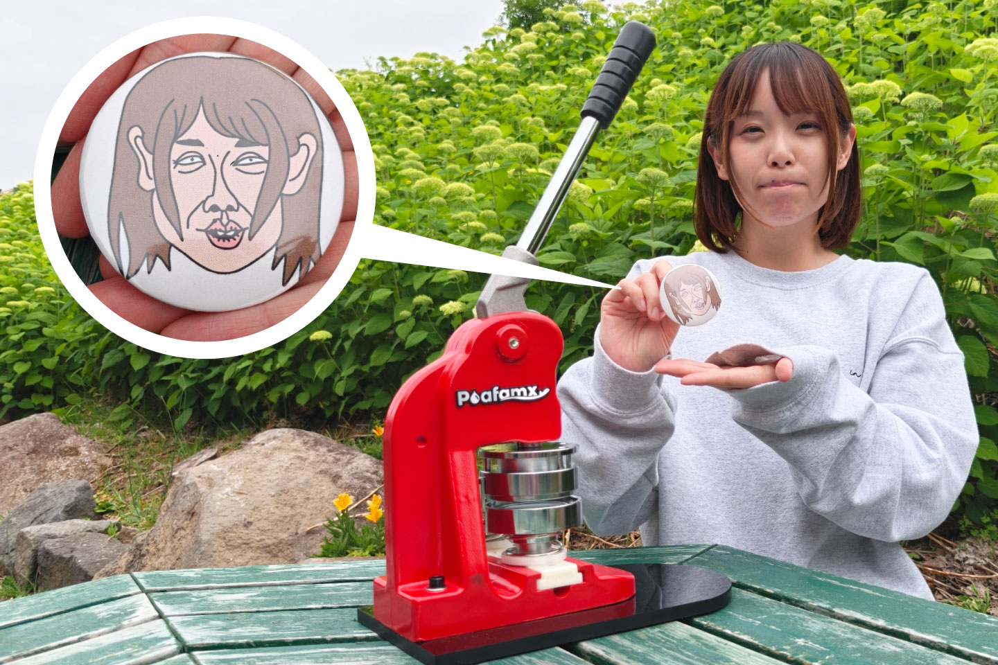 きみょかわ似顔絵缶バッチ